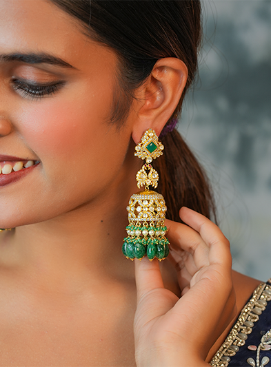Emerald Dreams moissanite jhumki